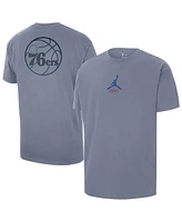 Jordan Men's Blue Philadelphia 76ers Statement Edition Jumpman Flight Heavyweight T-Shirt