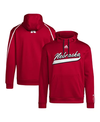 Adidas Men's Scarlet Nebraska Huskers 2024 Sideline Travel Pullover Hoodie