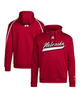 Adidas Men's Scarlet Nebraska Huskers 2024 Sideline Travel Pullover Hoodie