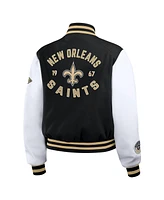 Wear by Erin Andrews Women's Black/White New Orleans Saints Varsity Full-Zip Jacket