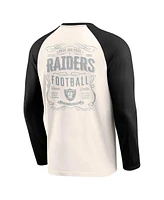 Fanatics Men's Cream/Black Las Vegas Raiders Raglan Henley T-Shirt