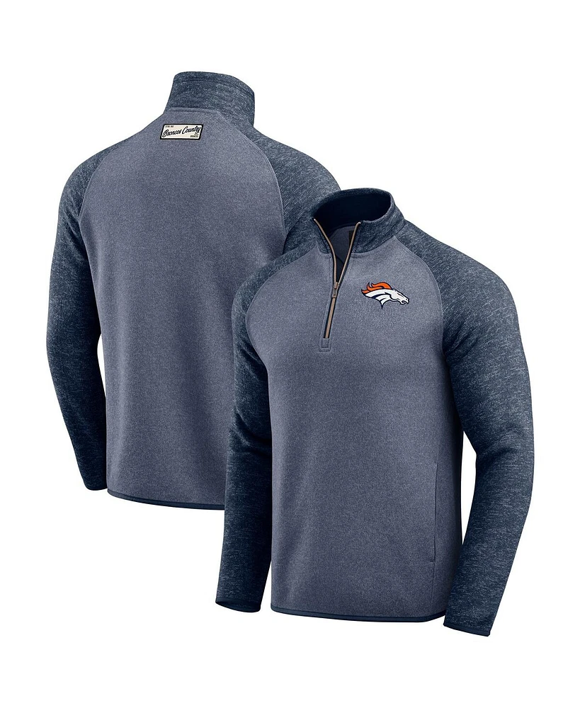 Fanatics Men's Navy Denver Broncos Tonal Quarter-Zip Jacket