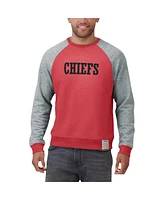 Fanatics Men's Red/Heather Gray Kansas City Chiefs Colorblock Pullover Sweatshirt