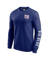 Fanatics Men's Royal New York Giants Washed Waffle-Knit Long Sleeve T-Shirt