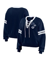 Wear by Erin Andrews Women's Navy Penn State Nittany Lions Lace-Up Pullover Sweater