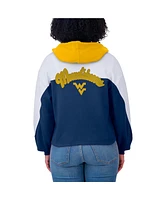 Wear by Erin Andrews Women's Navy West Virginia Mountaineers Color-Block Full-Zip Hoodie