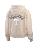 Wear by Erin Andrews Women's Tan Tennessee Volunteers Mixed Media Tonal Full-Zip Hoodie