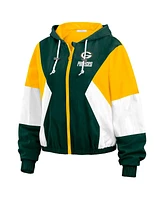 Wear by Erin Andrews Women's Green Bay Packers Color Block Full-zip Windbreaker Jacket