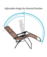 Slickblue Zero Gravity Reclining Lounge Patio Chairs, Brown