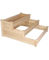 Slickblue Wooden Raised Vegetable Garden Bed 3 Tier Elevated Planter Kit Outdoor Gardening