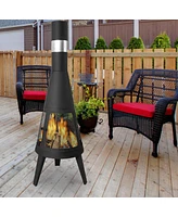 Slickblue 47.6" Metal Chiminea Outdoor Fireplace with Log Grate for Wood Burning