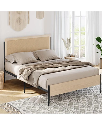 gaomon Queen Bed Frame with Rattan Headboard