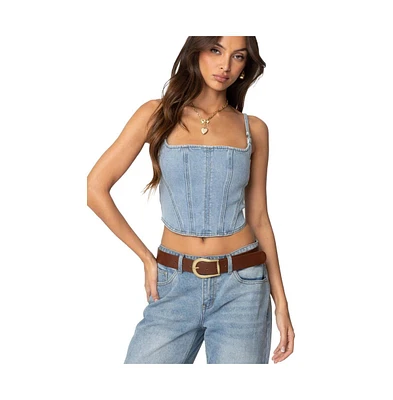 Edikted Women's Tennessee Denim Corset - Light