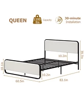 gaomon Queen Bed Frame with Upholstered Headboard and Footboard, Heavy Duty Platform Metal