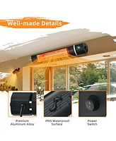 Gymax 1500W Electric Patio Heater Wall-Mounted Infrared Heater w/Remote Control Silver