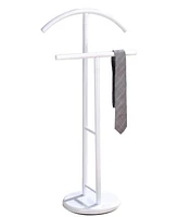 Kings Brand Furniture Meadut White Metal Valet Stand Garment Organizer Rack Coat and Pants Hanger