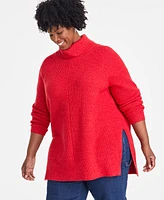 On 34th Plus Turtleneck Waffle-Knit Tunic Sweater, Created for Macy's