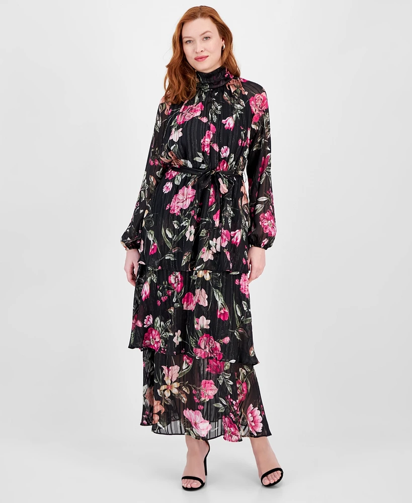 Rachel Roy Women's Mae Printed Tiered Maxi Dress