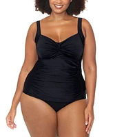 Raisins Curve Trendy Plus Size Sasha Twist Front Tankini Top Costa Ruched Bikini Bottoms