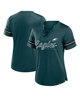 Fanatics Women's Midnight Green Philadelphia Eagles Play Script Lace-Up T-Shirt