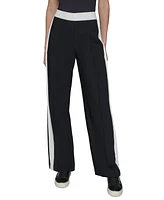 Karl Lagerfeld Paris Petite Wide-Leg Side-Stripe Pants