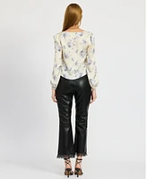 En Saison Women's Petra Floral Tie-Neck Blouse