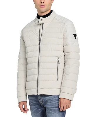 Guess Men's Lightweight Quilted Jacket with Moto Detail