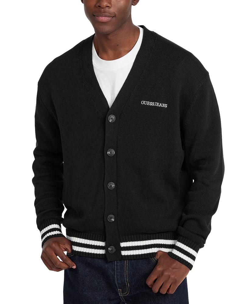 Guess Jeans Men's Embossed Logo Cardigan Sweater