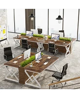 Tribesigns Large Office Computer Desk with Extra Thick Wooden Tabletop and Metal Frame, 63 Inch Executive Desk for Home Office