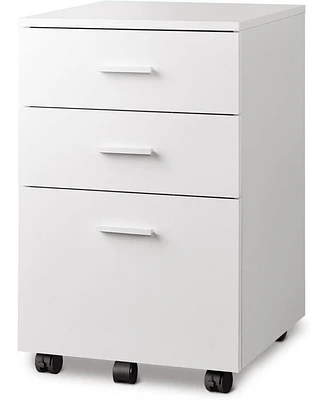 Devaise 3 Drawer Wood Mobile File Cabinet, Rolling Filing Cabinet for Letter/A4 Size