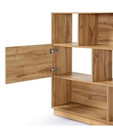 LuxenHome 8-Shelf and 2-Cabinet Tall Bookcase with Doors