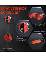 Qaba Punching Bag for Kids w/ Sd & Boxing Gloves, Height Adjustable