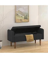 Teddy velvet storage stool,, with storage space, suitable for apartments, living rooms and bedrooms-black(45.98"16.75"21.75")
