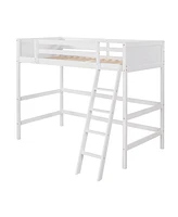 Slickblue Solid Wood Twin Loft Bed with Ladder - Space-Saving Elevated Bed Frame for Kids' or Teens' Bedroom