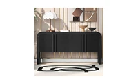 Slickblue Striped Storage Cabinet with 4 Doors , Adjustable, Suitable for Study,Entrance and Living Room