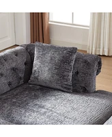 Streamdale Furniture 81-inch Chenille Face-to-face Chaise Lounge with Two Pillows,Nailhead trim,Button Tufted Design and Rolled Arms for Lounge, Livin