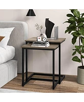 Gymax 3 Pcs Nesting Coffee End Table Set Stacking Side Nightstand Living Room Rustic