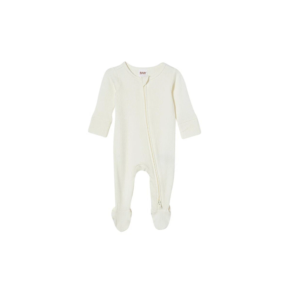 Cotton On Baby Boys Organic Pointelle Zip All One Romper