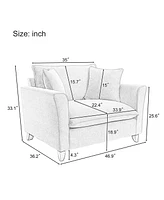 Oversized Armchair, Chenille Fabric, Comfy Accent Chair Single Sofa with Pillow for Living Room Bedroom Office Apartment, Yellow
