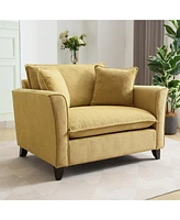 Streamdale Furniture Oversized Armchair, Chenille Fabric, Comfy Accent Chair Single Sofa with Pillow for Living Room Bedroom Office Apartment, Yellow