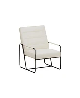 Streamdale Furniture Modern Metal Framed Armchair with Beige Technical Leather, Stylish & Comfortable Indoor Lounge Accent Chair for Living Room, Offi