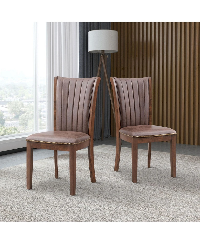 Streamdale Furniture Wooden Dining Chairs Set of 2, Modern Fabric Upholstered Kitchen Side Chairs,Mid Century Modern Kitchen Chairs with Open Back Far