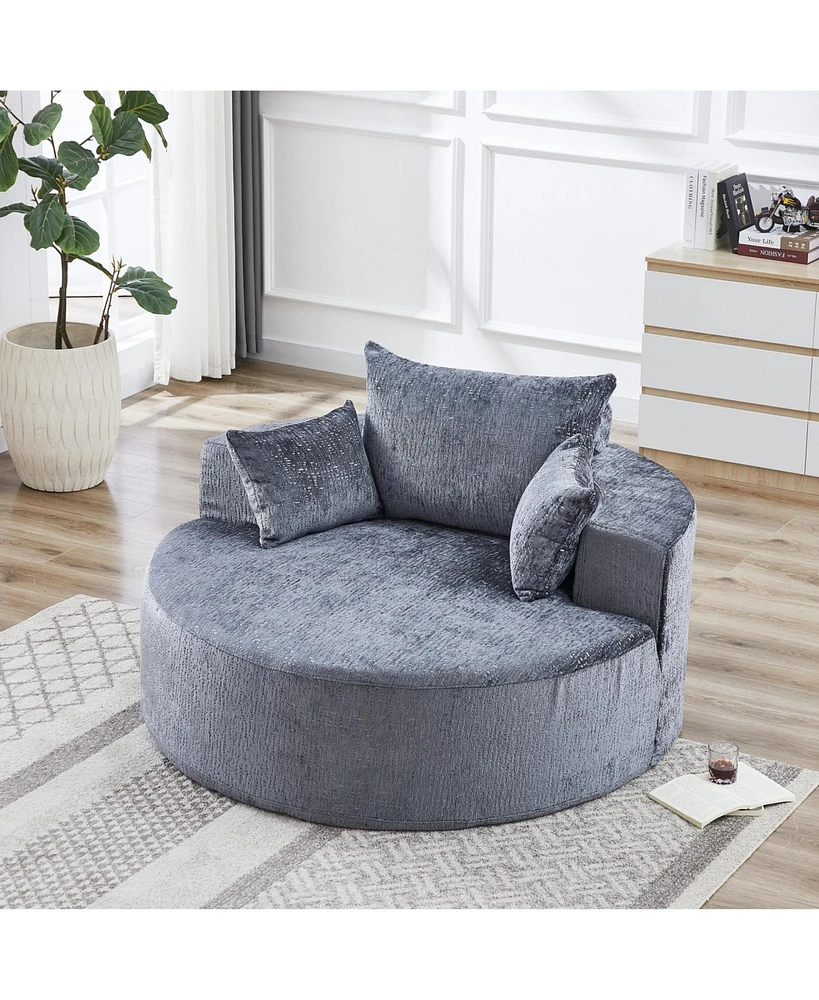 Streamdale Furniture 55''L Chenille Sponge single sofa,No Assembly Required,Fluffy Modern Sleeper Chair for Living room, Bedroom, Lounge and Projectio