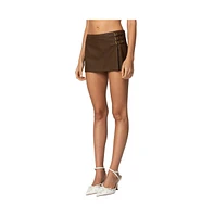 Edikted Women's Triple Belt Faux Leather Mini Skort