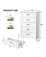 gaomon Modern 5 Drawers Dresser, Chest Of Drawers Closet Organizers And Storage Clothes, Modern Dressers For Closet Living Room, Kids Bedroom (5 Drawe