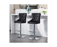 gaomon Velvet Bar Stools Set of 2, Modern Upholstered Bar Chairs