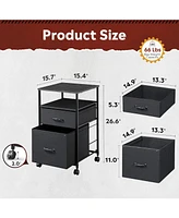 Drawer Mobile File Cabinet, Rolling Printer Stand with Open Storage Shelf