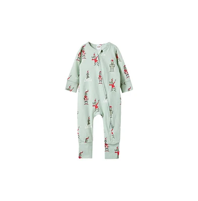 Cotton On Baby Boys The Billie Long Sleeve Zip Romper License