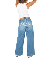 Von Dutch Women's Logo Patch Wide-Leg Jeans, Exclusively at Macy's