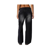 Edikted Women's Magda Low Rise Acid Wash Jeans